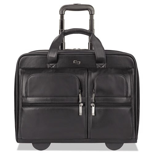 Classic Leather Rolling Case, 15.6", 16 7/10" X 7" X 13", Black Classic Leather Rolling Case, 15.6", 16 7/10" X 7" X 13", Black