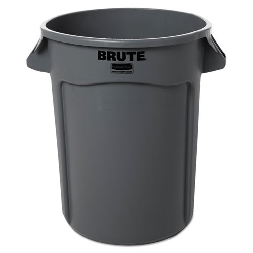 Round Brute Container, Plastic, 32 Gal, Gray Round Brute Container, Plastic, 32 Gal, Gray