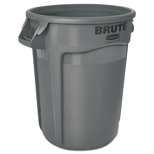 Round Brute Container, Plastic, 32 Gal, Gray Round Brute Container, Plastic, 32 Gal, Gray