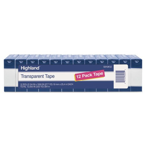 Transparent Tape, 3" Core, 1" X 72 Yds, Clear Transparent Tape, 3" Core, 1" X 72 Yds, Clear