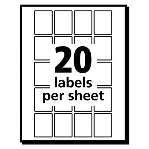 Removable Multi-use Labels, Inkjet/laser Printers, 1 X 0.75, White, 20/sheet, 50 Sheets/pack Removable Multi-use Labels, Inkjet/laser Printers, 1 X 0.75, White, 20/sheet, 50 Sheets/pack