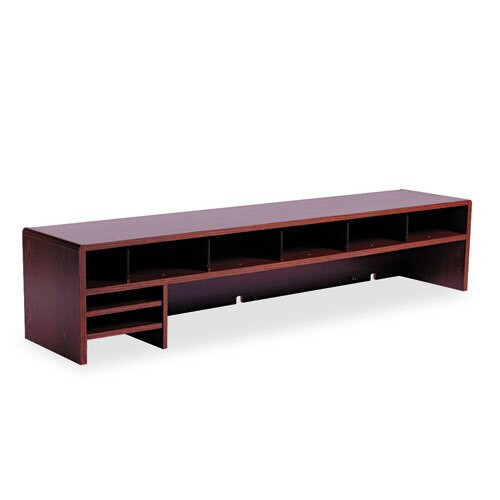 Low-profile Desktop Organizer, 10 Sections, 57 1/2 X 12 X 12, Mahogany Low-profile Desktop Organizer, 10 Sections, 57 1/2 X 12 X 12, Mahogany