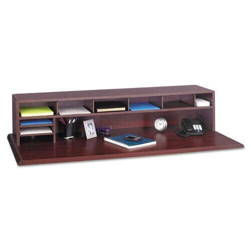Low-profile Desktop Organizer, 10 Sections, 57 1/2 X 12 X 12, Mahogany Low-profile Desktop Organizer, 10 Sections, 57 1/2 X 12 X 12, Mahogany