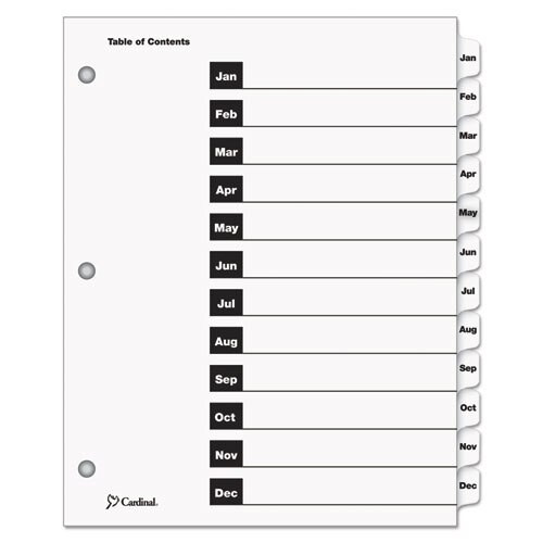 Onestep Printable Table Of Contents And Dividers, 12-tab, Jan. To Dec., 11 X 8.5, White, 1 Set Onestep Printable Table Of Contents And Dividers, 12-tab, Jan. To Dec., 11 X 8.5, White, 1 Set
