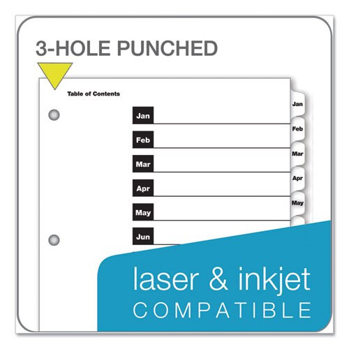 Onestep Printable Table Of Contents And Dividers, 12-tab, Jan. To Dec., 11 X 8.5, White, 1 Set Onestep Printable Table Of Contents And Dividers, 12-tab, Jan. To Dec., 11 X 8.5, White, 1 Set