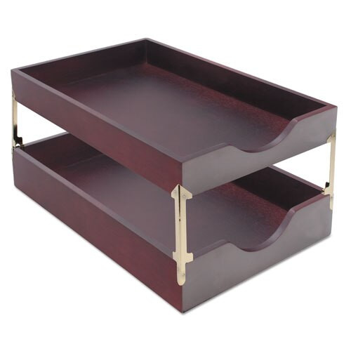 Hardwood Stackable Desk Tray, Four-posts, Brass