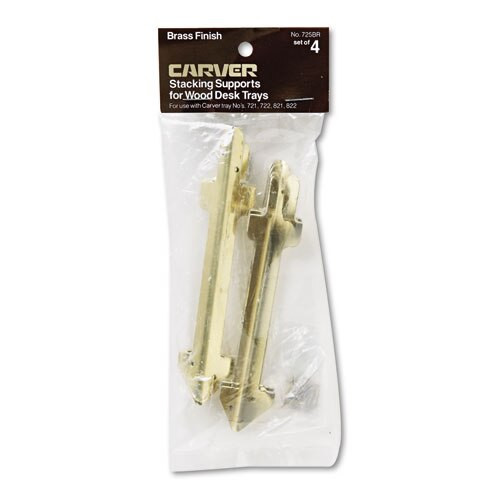 Hardwood Stackable Desk Tray, Four-posts, Brass