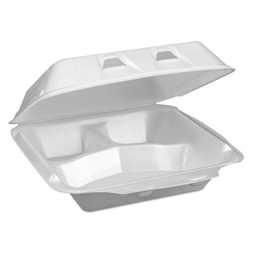 Foam Hinged Lid Containers, Dual Tab Lock Happy Face, 8 X 7.75 X 2.25, 1-compartment, White, 200/carton Foam Hinged Lid Containers, Dual Tab Lock Happy Face, 8 X 7.75 X 2.25, 1-compartment, White, 200/carton
