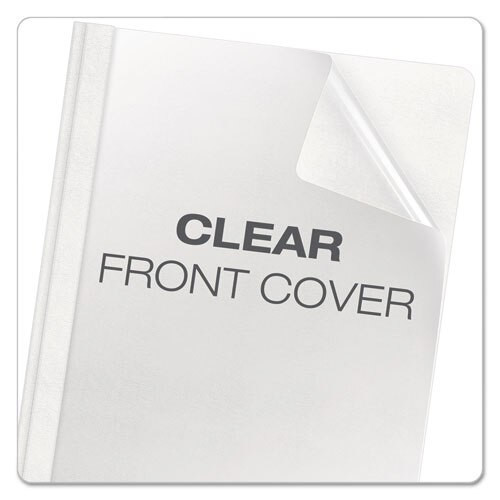 Premium Paper Clear Front Cover, 3 Fasteners, Letter, White, 25/box