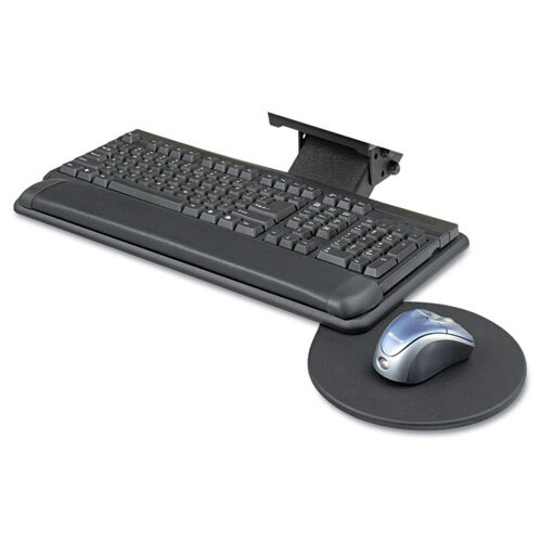 Adjustable Keyboard Platform With Swivel Mouse Tray, 18.5w X 9.5d, Black Adjustable Keyboard Platform With Swivel Mouse Tray, 18.5w X 9.5d, Black