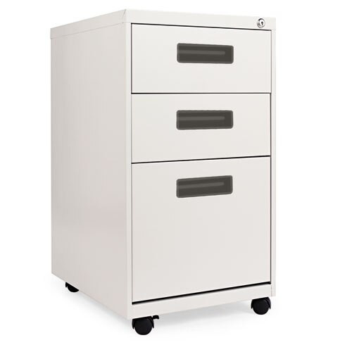 Three-drawer Metal Pedestal File, 14.96w X 19.29d X 27.75h, Light Gray Three-drawer Metal Pedestal File, 14.96w X 19.29d X 27.75h, Light Gray