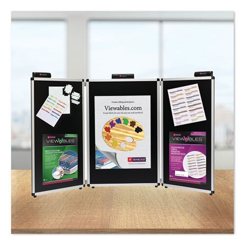 Justick Three-panel Electro-surface Table-top Expo Display, 72" X 36", Black Justick Three-panel Electro-surface Table-top Expo Display, 72" X 36", Black