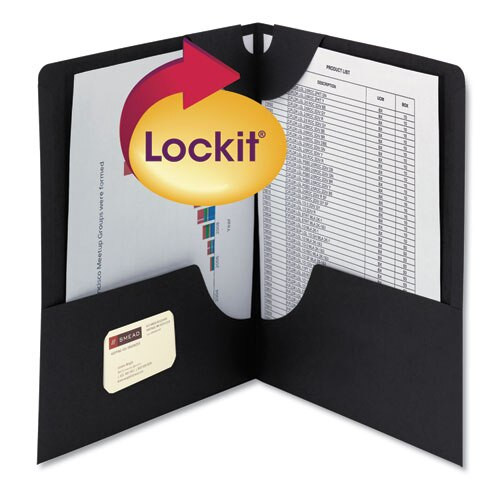 Lockit Two-pocket Folder, Textured Paper, 11 X 8 1/2, Black, 25/box Lockit Two-pocket Folder, Textured Paper, 11 X 8 1/2, Black, 25/box