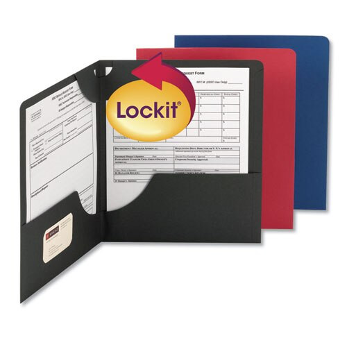 Lockit Two-pocket Folder, Textured Paper, 11 X 8 1/2, Black, 25/box Lockit Two-pocket Folder, Textured Paper, 11 X 8 1/2, Black, 25/box