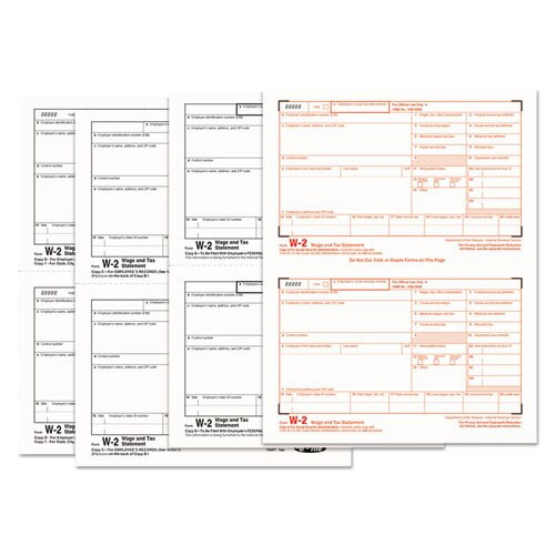 W-2 Tax Forms, 4-part, 5 1/2 X 8 1/2, Inkjet/laser, 50 W-2s & 1 W-3 W-2 Tax Forms, 4-part, 5 1/2 X 8 1/2, Inkjet/laser, 50 W-2s & 1 W-3