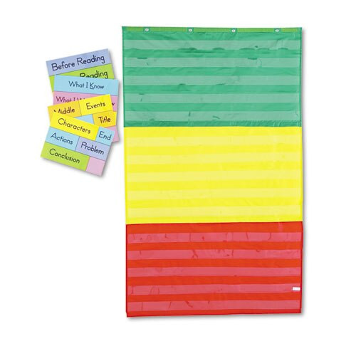 Adjustable Tri-section Pocket Chart With 18 Color Cards, Guide, 33.75 X 55.5 Adjustable Tri-section Pocket Chart With 18 Color Cards, Guide, 33.75 X 55.5