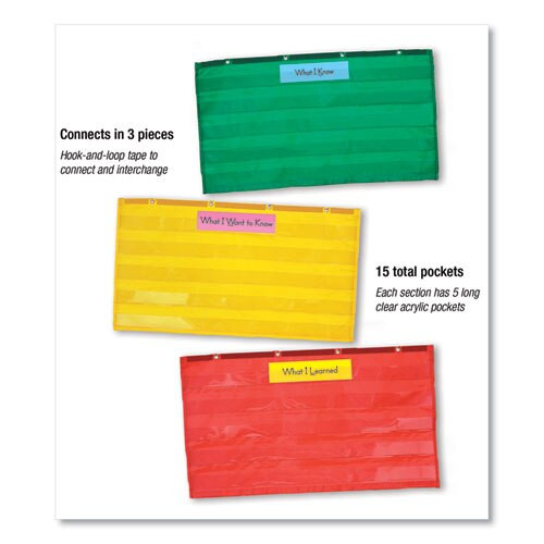 Adjustable Tri-section Pocket Chart With 18 Color Cards, Guide, 33.75 X 55.5 Adjustable Tri-section Pocket Chart With 18 Color Cards, Guide, 33.75 X 55.5