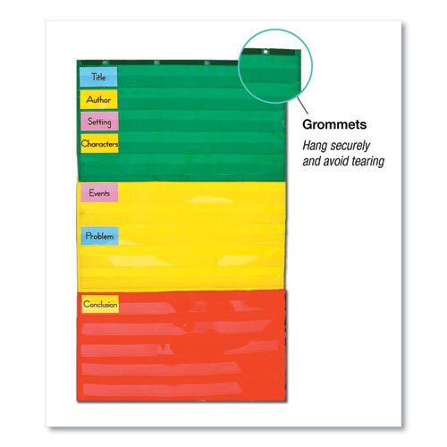 Adjustable Tri-section Pocket Chart With 18 Color Cards, Guide, 33.75 X 55.5 Adjustable Tri-section Pocket Chart With 18 Color Cards, Guide, 33.75 X 55.5