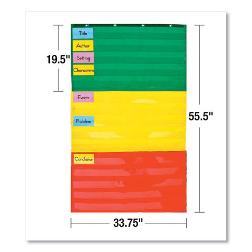 Adjustable Tri-section Pocket Chart With 18 Color Cards, Guide, 33.75 X 55.5 Adjustable Tri-section Pocket Chart With 18 Color Cards, Guide, 33.75 X 55.5