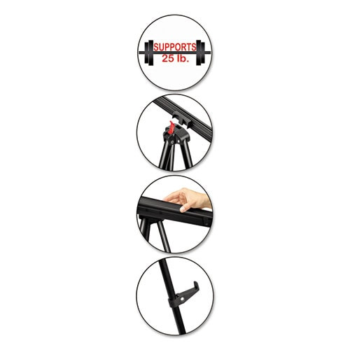 Telescoping Tripod Display Easel, Adjusts 35" To 64" High, Metal, Black Telescoping Tripod Display Easel, Adjusts 35" To 64" High, Metal, Black