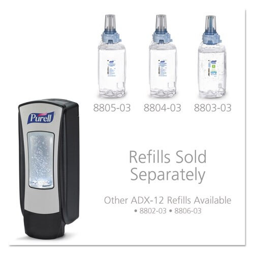 Adx-12 Dispenser, 1200 Ml, 4.5" X 4" X 11.25", Chrome/black Adx-12 Dispenser, 1200 Ml, 4.5" X 4" X 11.25", Chrome/black