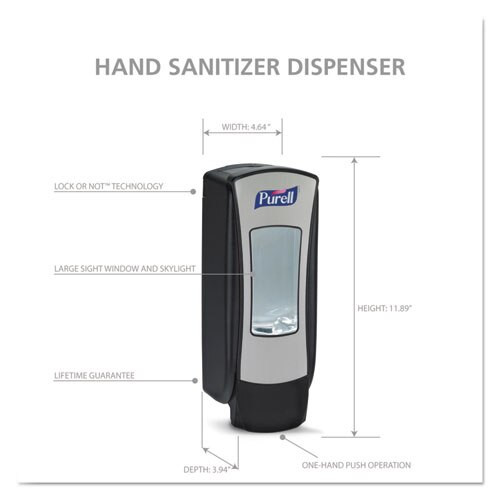 Adx-12 Dispenser, 1200 Ml, 4.5" X 4" X 11.25", Chrome/black Adx-12 Dispenser, 1200 Ml, 4.5" X 4" X 11.25", Chrome/black