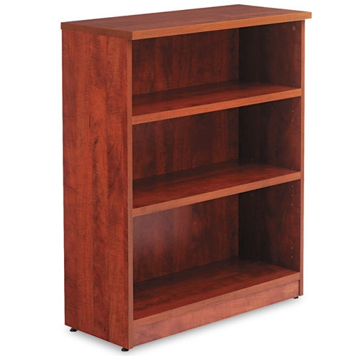Alera Valencia Series Bookcase, Three-shelf, 31 3/4w X 14d X 39 3/8h, Med Cherry Alera Valencia Series Bookcase, Three-shelf, 31 3/4w X 14d X 39 3/8h, Med Cherry