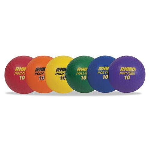 Rhino Playground Ball Set, 8 1/2" Diameter, Rubber, Assorted, 6 Balls/set Rhino Playground Ball Set, 8 1/2" Diameter, Rubber, Assorted, 6 Balls/set