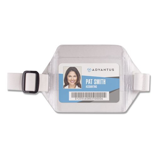 Horizontal Arm Badge Holder, 5.5 X 3.88, Clear/white. 12/box Horizontal Arm Badge Holder, 5.5 X 3.88, Clear/white. 12/box