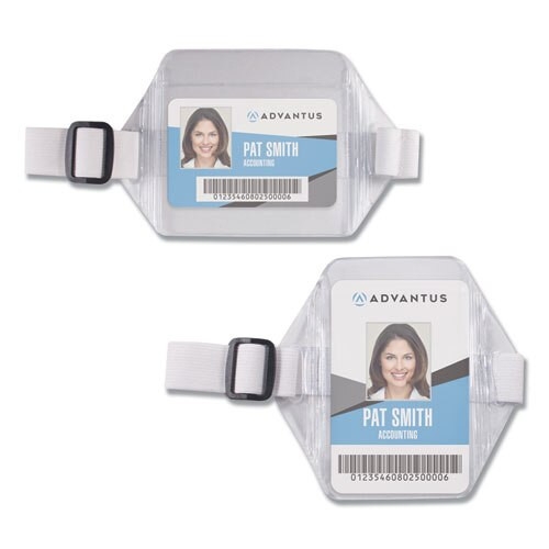 Horizontal Arm Badge Holder, 5.5 X 3.88, Clear/white. 12/box Horizontal Arm Badge Holder, 5.5 X 3.88, Clear/white. 12/box