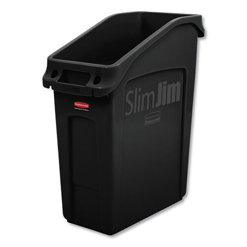 Slim Jim Under-counter Container, 13 Gal, Polyethylene, Black