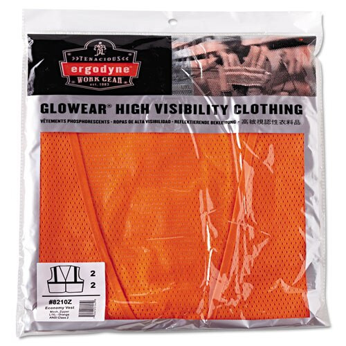 Glowear 8210z Class 2 Economy Vest, Polyester Mesh, Zipper Closure, Orange, L/xl Glowear 8210z Class 2 Economy Vest, Polyester Mesh, Zipper Closure, Orange, L/xl