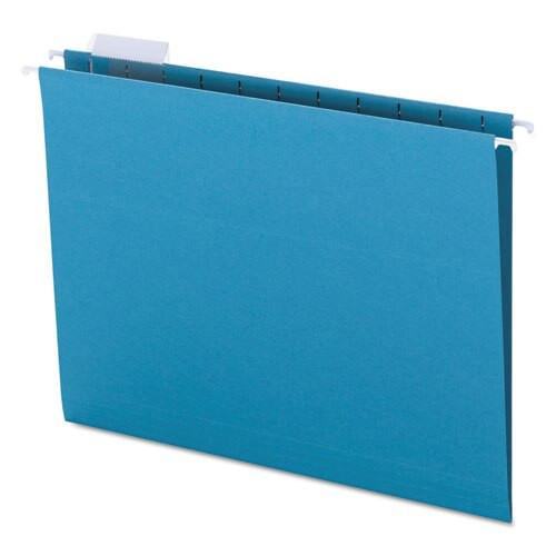 Colored Hanging File Folders, Letter Size, 1/5-cut Tab, Teal, 25/box Colored Hanging File Folders, Letter Size, 1/5-cut Tab, Teal, 25/box