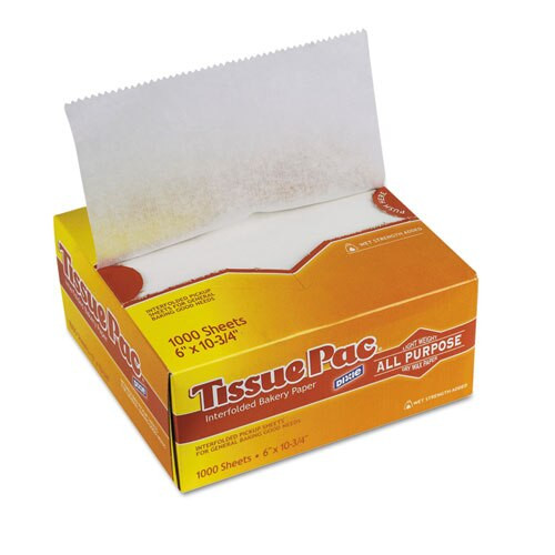 Tissue-pac Lightweight Dry Waxed Interfolding Tissue, 6x10 3/4, White, 1000/pack Tissue-pac Lightweight Dry Waxed Interfolding Tissue, 6x10 3/4, White, 1000/pack