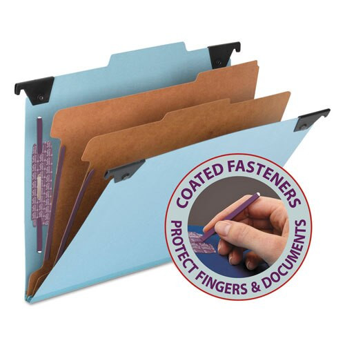 Fastab Hanging Pressboard Classification Folders, Letter Size, 2 Dividers, Blue Fastab Hanging Pressboard Classification Folders, Letter Size, 2 Dividers, Blue