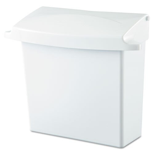 Sanitary Napkin Receptacle With Rigid Liner, Rectangular, Plastic, White Sanitary Napkin Receptacle With Rigid Liner, Rectangular, Plastic, White