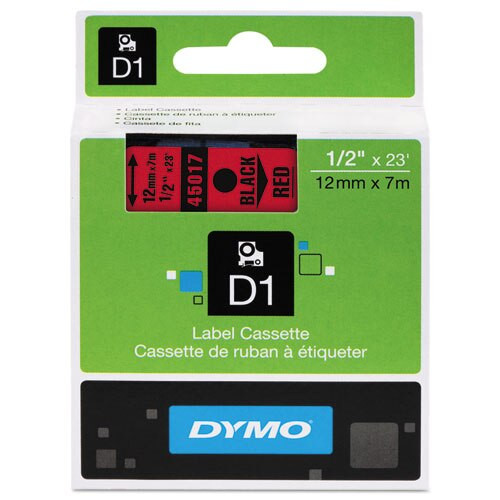 D1 High-performance Polyester Removable Label Tape, 0.5" X 23 Ft, Black On Red D1 High-performance Polyester Removable Label Tape, 0.5" X 23 Ft, Black On Red