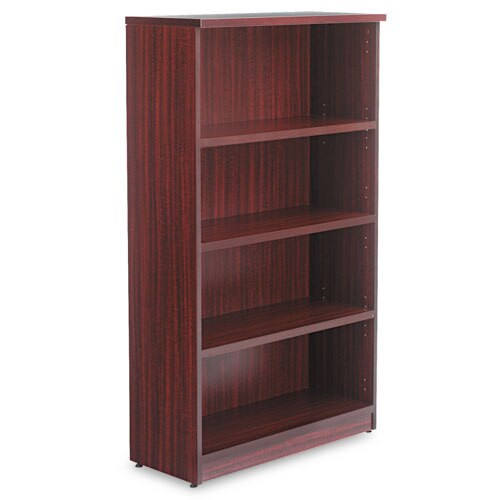 Alera Valencia Series Bookcase, Four-shelf, 31 3/4w X 14d X 54 7/8h, Mahogany Alera Valencia Series Bookcase, Four-shelf, 31 3/4w X 14d X 54 7/8h, Mahogany