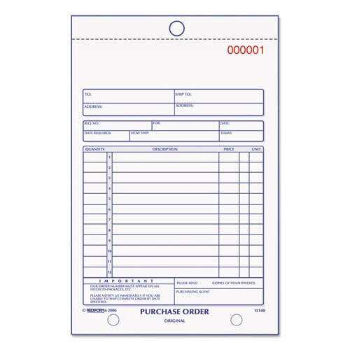 Purchase Order Book, Bottom Punch, 5 1/2 X 7 7/8, Two-part Carbonless, 50 Forms Purchase Order Book, Bottom Punch, 5 1/2 X 7 7/8, Two-part Carbonless, 50 Forms