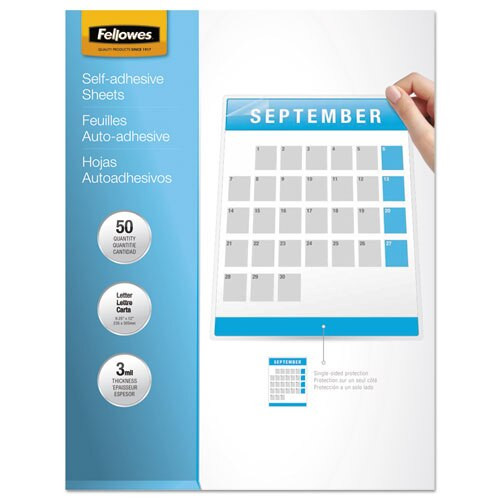 Self-adhesive Laminating Sheets, 3 Mil, 9.25" X 12", Gloss Clear, 50/box Self-adhesive Laminating Sheets, 3 Mil, 9.25" X 12", Gloss Clear, 50/box