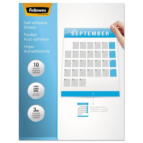 Self-adhesive Laminating Sheets, 3 Mil, 9.25" X 12", Gloss Clear, 50/box Self-adhesive Laminating Sheets, 3 Mil, 9.25" X 12", Gloss Clear, 50/box