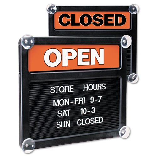 Double-sided Open/closed Sign W/plastic Push Characters, 14 3/8 X 12 3/8 Double-sided Open/closed Sign W/plastic Push Characters, 14 3/8 X 12 3/8
