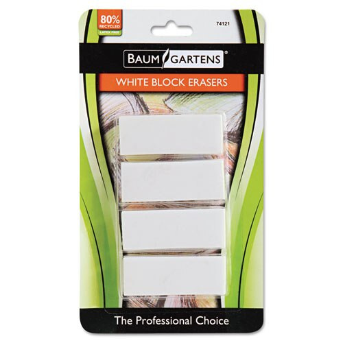Block Eraser, Rectangular, Medium, White, Latex-free Polymer, 4/pack Block Eraser, Rectangular, Medium, White, Latex-free Polymer, 4/pack