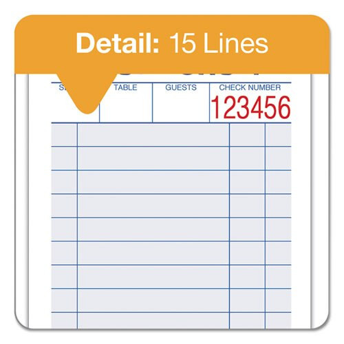 Guest Check Unit Set, Carbonless Duplicate, 6 7/8 X 3 3/8, 50 Forms, 10/pack Guest Check Unit Set, Carbonless Duplicate, 6 7/8 X 3 3/8, 50 Forms, 10/pack