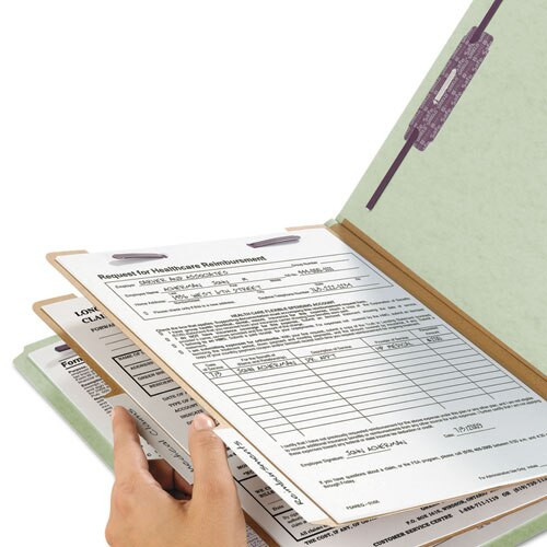 Pressboard Classification Folders With Safeshield Coated Fasteners, 2/5 Cut, 2 Dividers, Letter Size, Gray-green, 10/box Pressboard Classification Folders With Safeshield Coated Fasteners, 2/5 Cut, 2 Dividers, Letter Size, Gray-green, 10/box