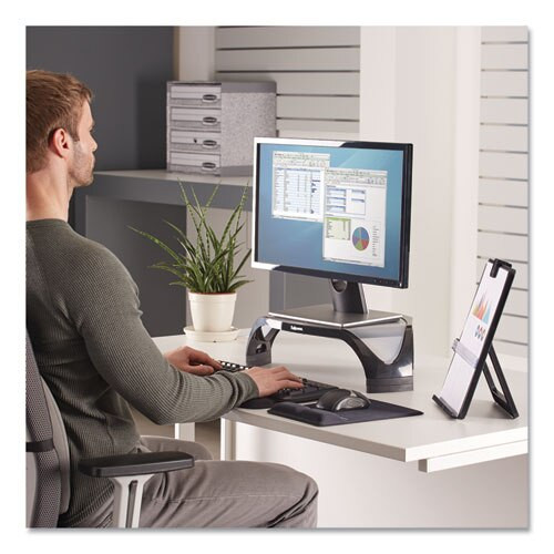 Smart Suites Corner Monitor Riser, 18 1/2 X 12 1/2 X 5 1/8, Black/clear Frost Smart Suites Corner Monitor Riser, 18 1/2 X 12 1/2 X 5 1/8, Black/clear Frost