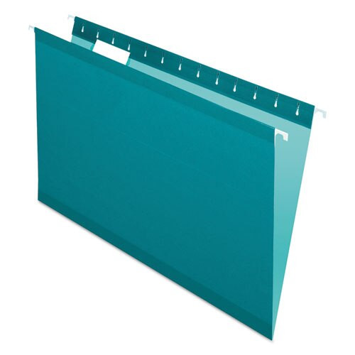 Colored Reinforced Hanging Folders, Legal Size, 1/5-cut Tab, Teal, 25/box Colored Reinforced Hanging Folders, Legal Size, 1/5-cut Tab, Teal, 25/box