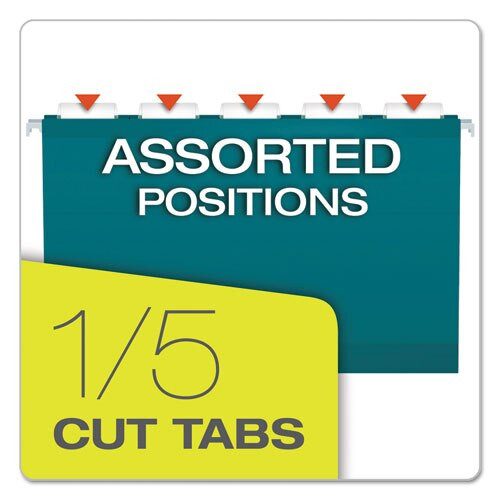 Colored Reinforced Hanging Folders, Legal Size, 1/5-cut Tab, Teal, 25/box Colored Reinforced Hanging Folders, Legal Size, 1/5-cut Tab, Teal, 25/box