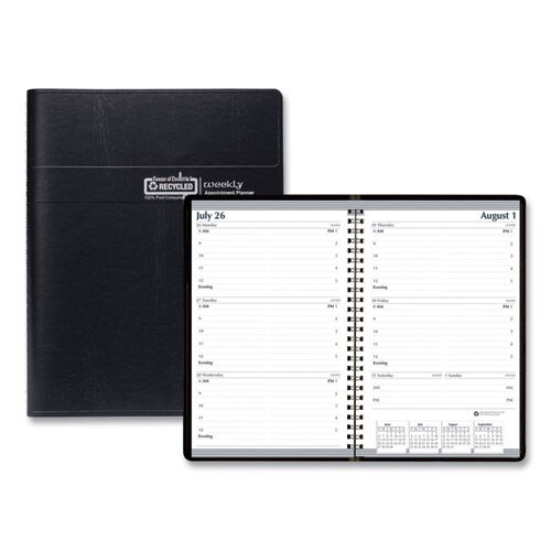 Recycled Weekly Appointment Book, 30-minute Appointments, 8 X 5, Black, 2021 Recycled Weekly Appointment Book, 30-minute Appointments, 8 X 5, Black, 2021