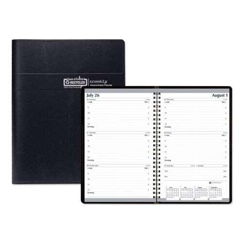 Recycled Weekly Appointment Book, 30-minute Appointments, 8 X 5, Black, 2021 Recycled Weekly Appointment Book, 30-minute Appointments, 8 X 5, Black, 2021
